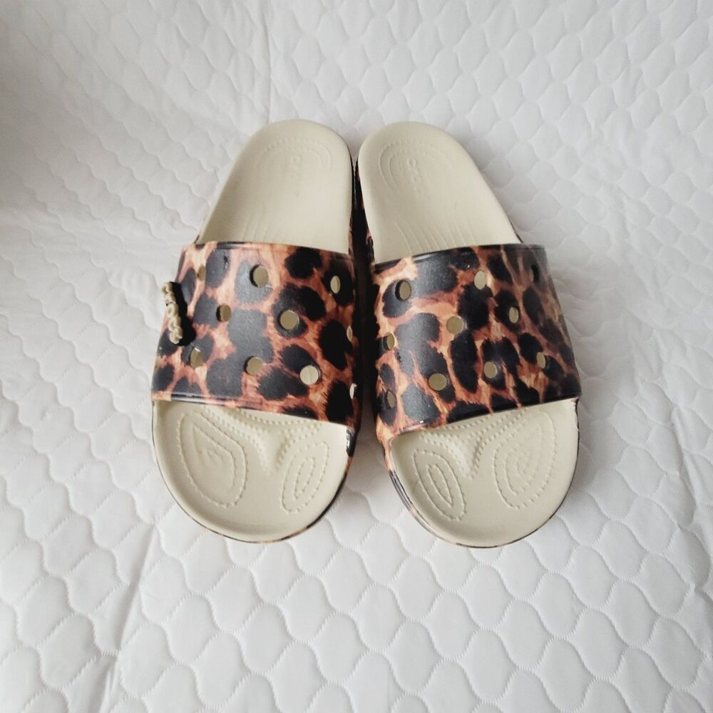 Crocs Classic Animal Print Remix Slide Sandals Size W12 M10 - Picture 2 of 10